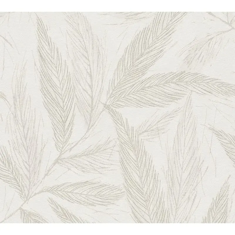 Palmblatt-Tapete Beige Rosé - Vliestapete mit Blattmuster in Leinenoptik (KG-175816)