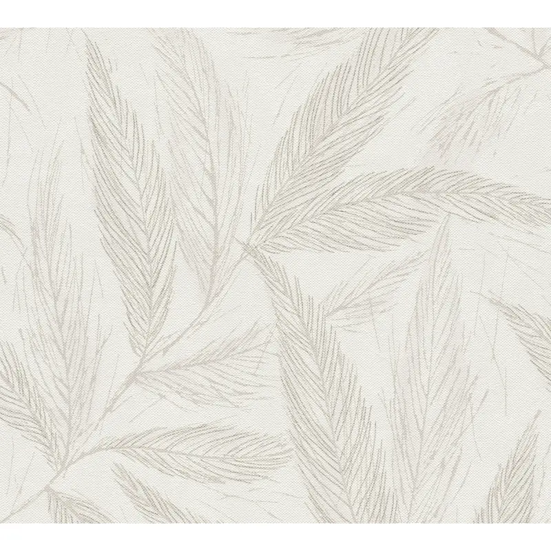 Palmblatt-Tapete Beige Rosé - Vliestapete mit Blattmuster in Leinenoptik (KG-175816)