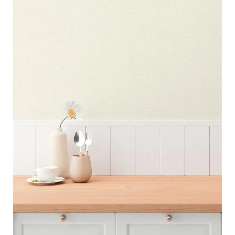 Unitapete in Leinenoptik Naturweiß - Vliestapete mit natürlicher Struktur (KG-175830)