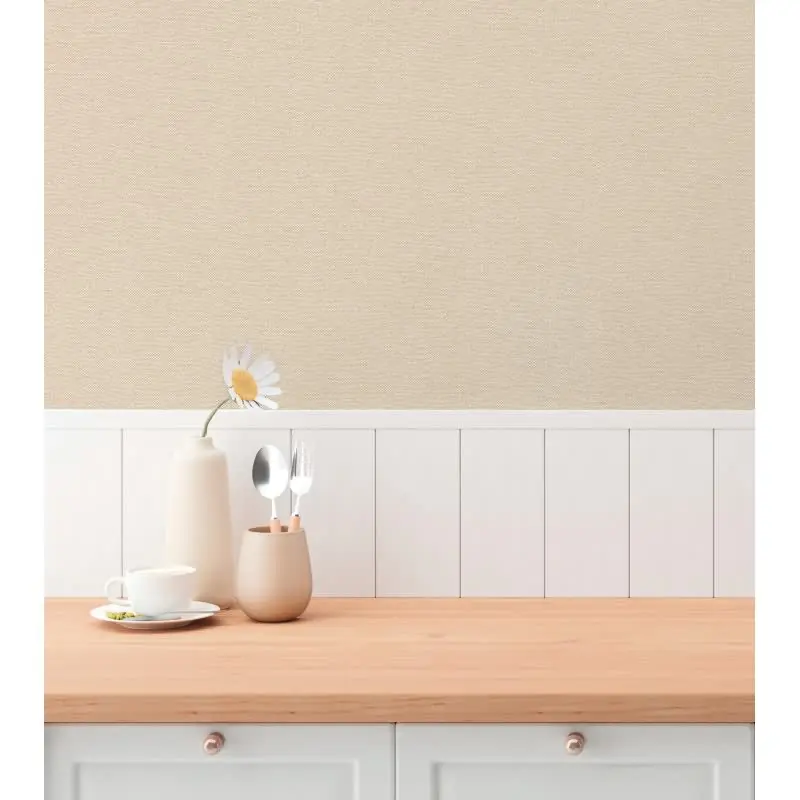 Unitapete in Leinenoptik Beige - Vliestapete in natürlicher Stoffstruktur (KG-175832)