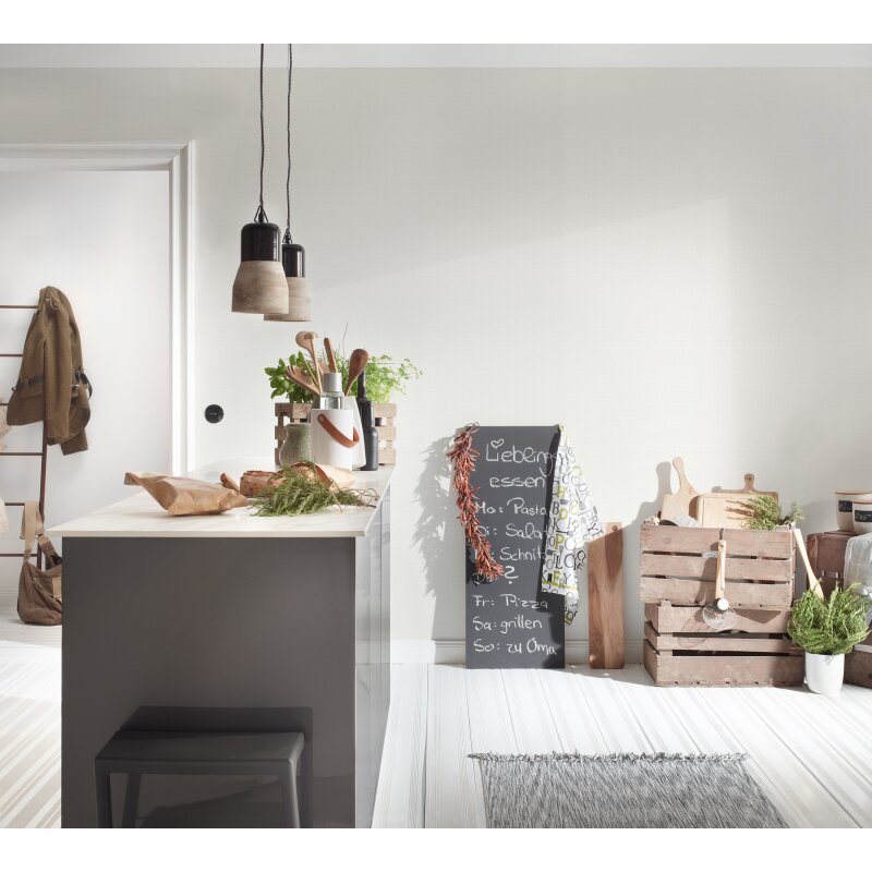 Unitapete mit feinem Strukturmuster Weiß - Dezente Vlies Tapete modern (KG-175844)