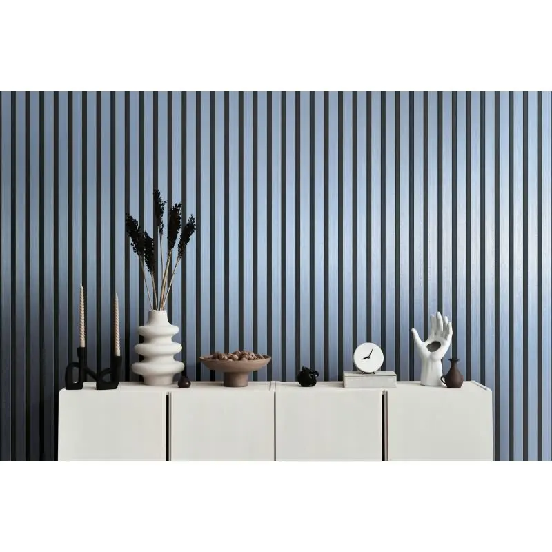 Streifen-Tapete Metallic Blau Schwarz - Vliestapete glänzend - Mustertapete modern (KG-175857)