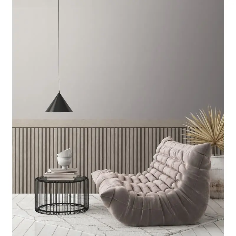 Sockeltapete in Holzoptik Grau Schwarz - Wandpaneel im Streifen-Look - Vliestapete (KG-175863)