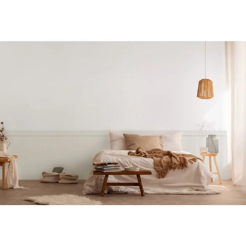 Sockeltapete in Holzoptik Weiß Creme - Wandpaneel hell vertikal - Vliestapete modern (KG-175864)