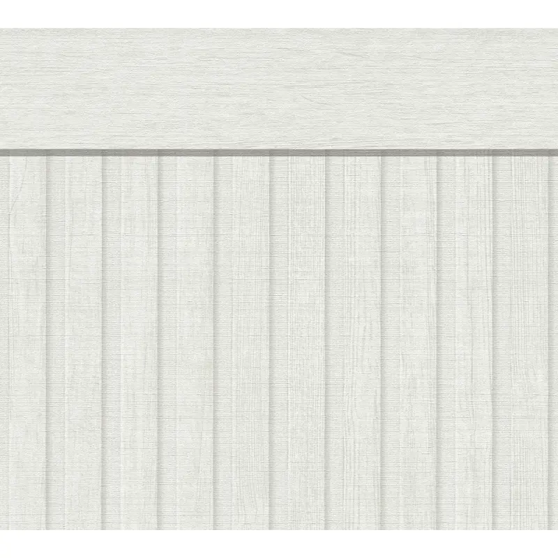 Sockeltapete in Holzoptik Weiß Creme - Wandpaneel hell vertikal - Vliestapete modern (KG-175864)