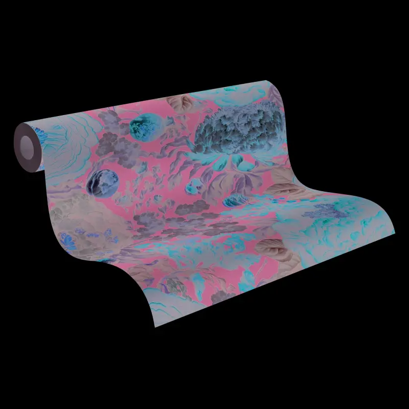 Vliestapete mit großen Blüten in Grün-Braun und Vintage-Flair (KG-175890)