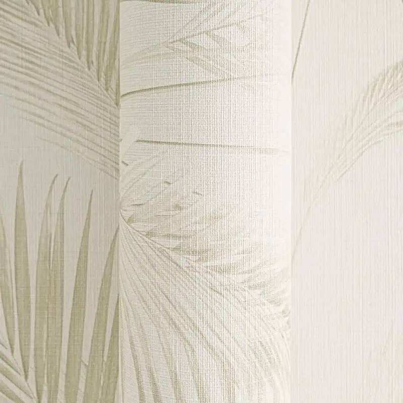 Vliestapete mit Palmenblättern in Beige auf hellem Hintergrund (KG-175891)