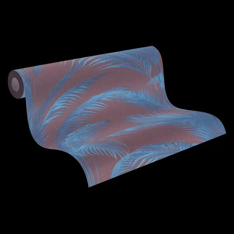 Vliestapete mit Palmenblättern in Braun auf grauem Hintergrund (KG-175893)