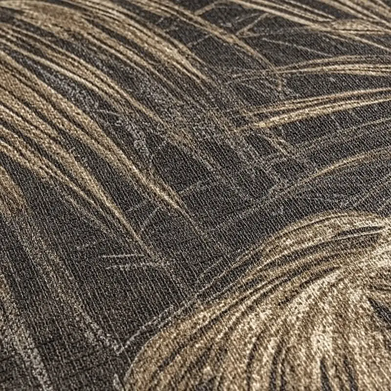 Vliestapete mit goldenen Palmenblättern auf schwarzem Hintergrund (KG-175896)