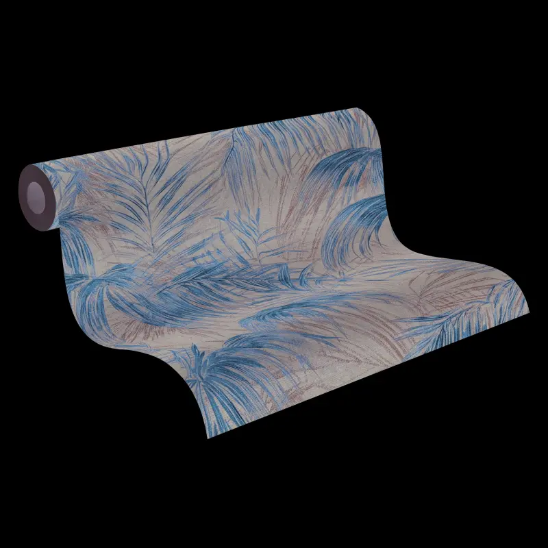 Vliestapete mit goldenen Palmenblättern auf schwarzem Hintergrund (KG-175896)