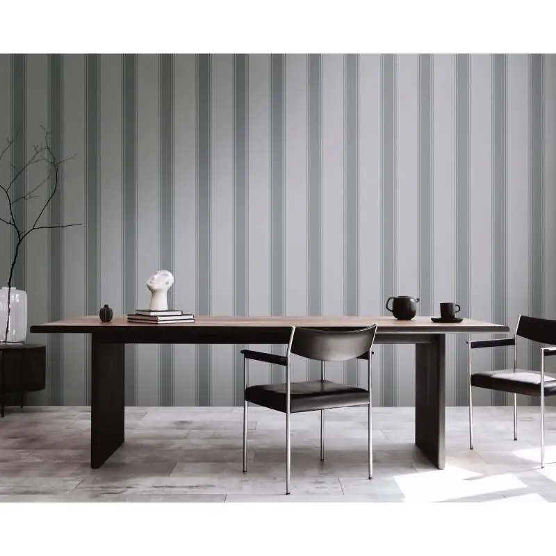 Vliestapete mit grauen Streifen auf mittelgrauem Hintergrund (KG-175905)