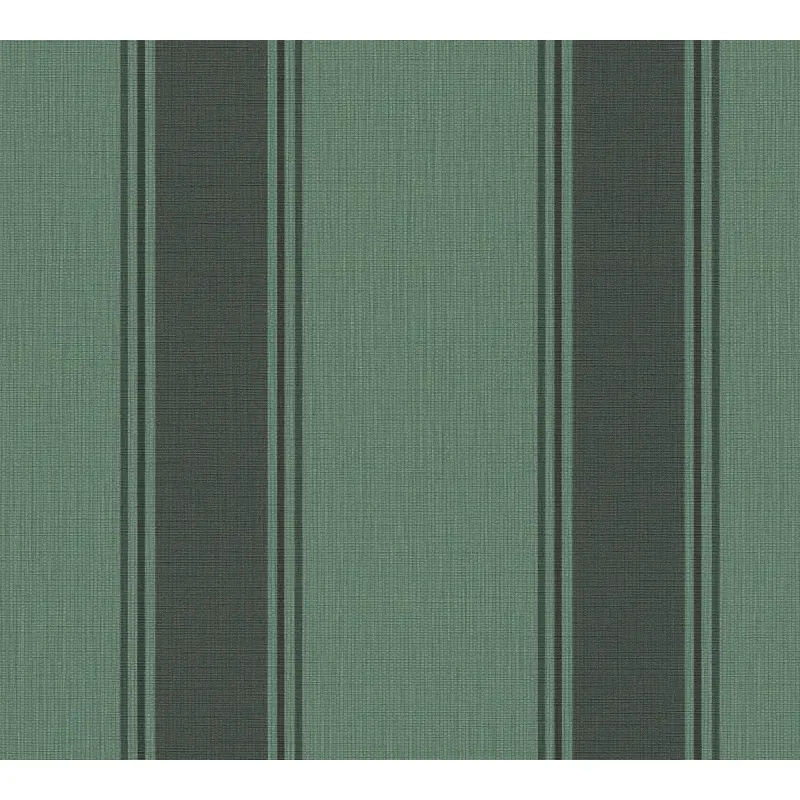 Vliestapete mit dunkelgrünen Streifen auf grünem Hintergrund (KG-175906)