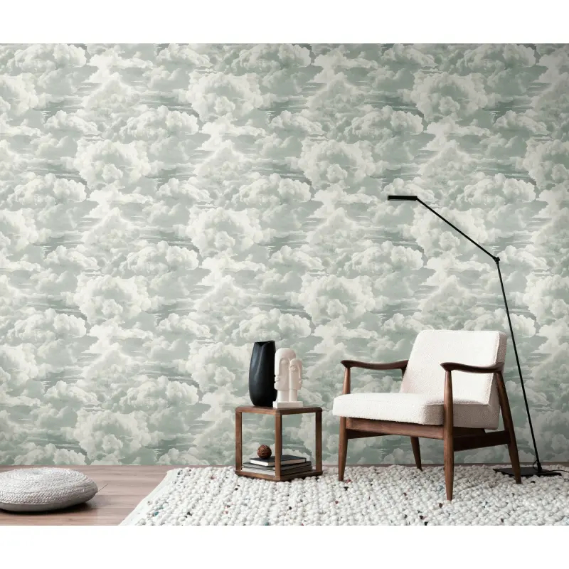 Vliestapete mit Wolkenmotiv in Grau-Weiß (KG-175911)