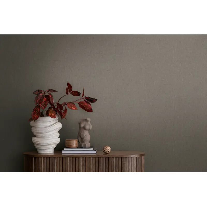 Vliestapete in Anthrazit mit textiler Leinenoptik (KG-175932)