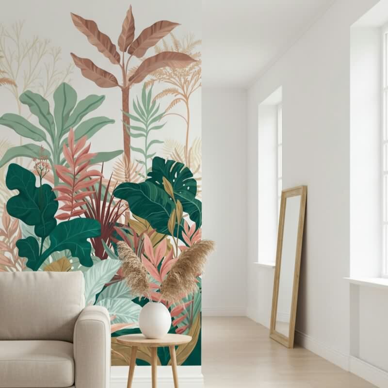 Fototapete Blätter, Dschungel Floral Vliestapete Natur, Dschungel matt in Grün für Wohnzimmer, Schlafzimmer, Büro (KG-175951)