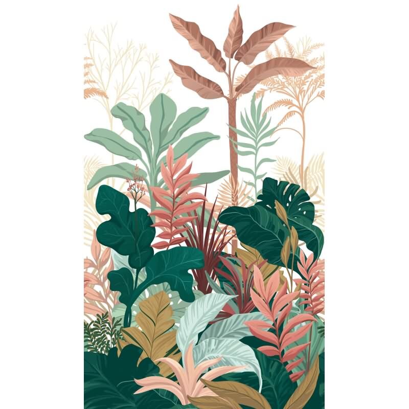 Fototapete Blätter, Dschungel Floral Vliestapete Natur, Dschungel matt in Grün für Wohnzimmer, Schlafzimmer, Büro (KG-175951)
