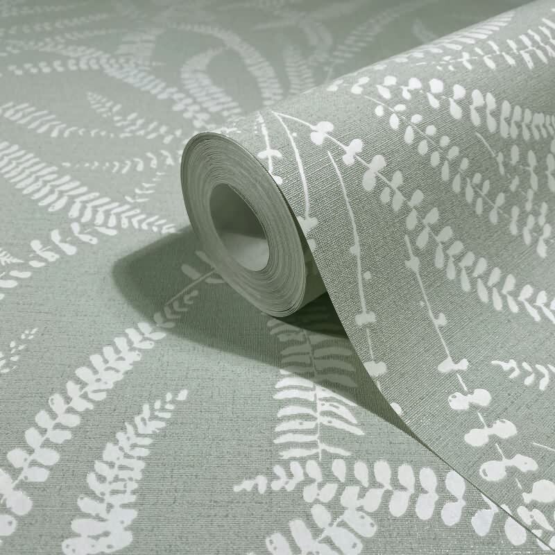 Vliestapete Blätter, Ranken Floral Natur in Grün für Wohnzimmer, Schlafzimmer, Büro (KG-175957)