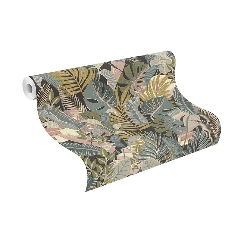 Tapete Grau, Silber, Grün, Schwarz, Anthrazit Rasch Vliestapete (1039533)