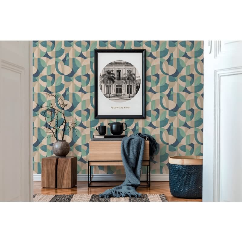 Vliestapete Grafik Blau Grün - Modern & Matt AS Creation (KG-176067)