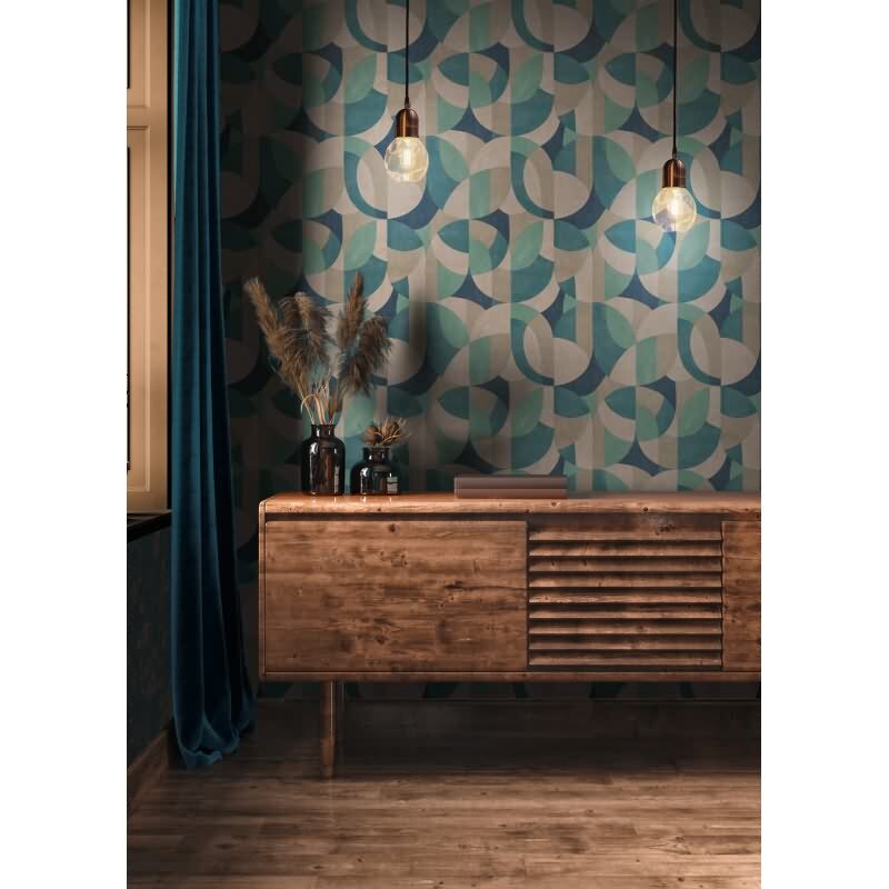 Vliestapete Grafik Blau Grün - Modern & Matt AS Creation (KG-176067)