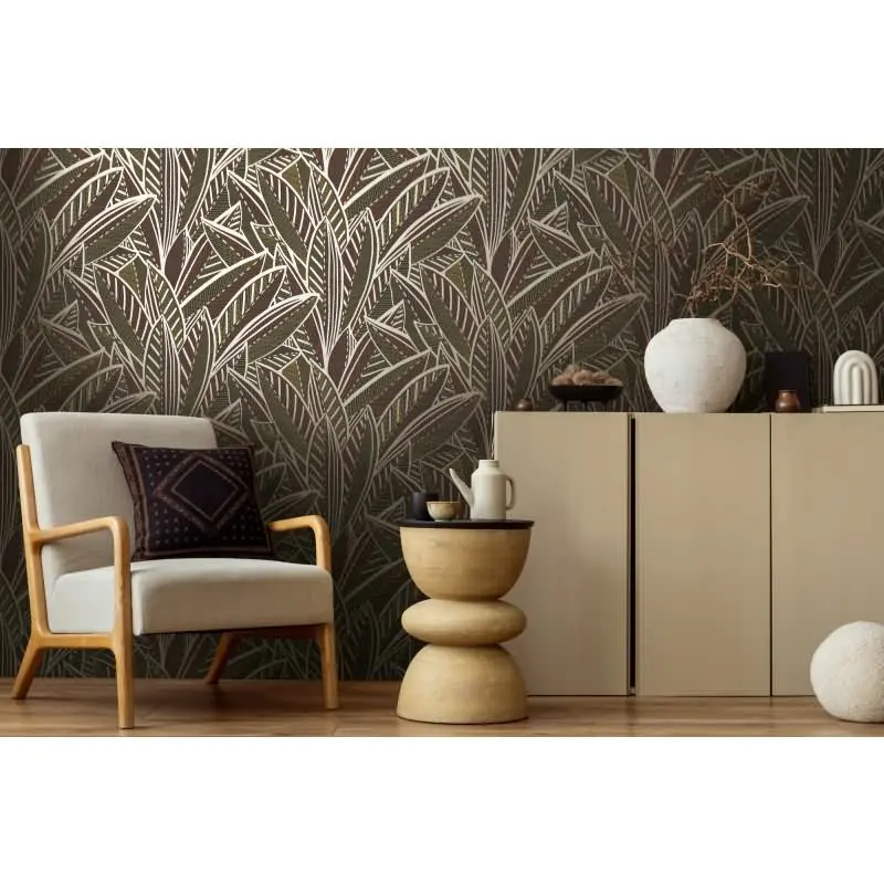 Vliestapete Blätter Braun Gelb Rot - Floral & Glänzend AS Creation (KG-176070)