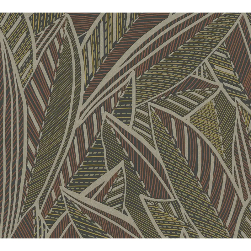 Vliestapete Blätter Braun Gelb Rot - Floral & Glänzend AS Creation (KG-176070)