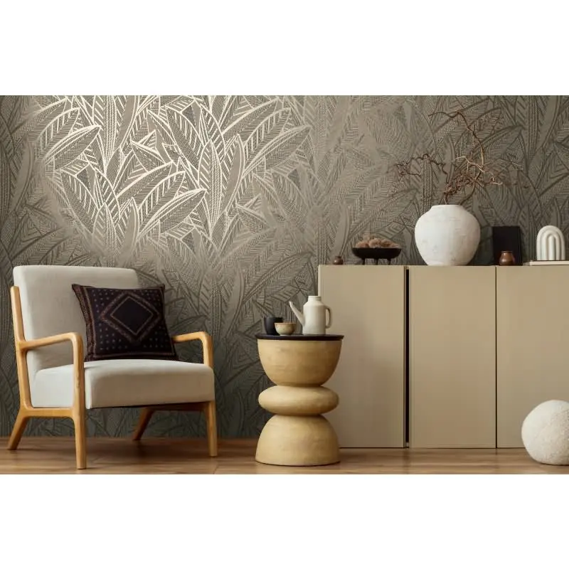 Vliestapete Blätter Schwarz Metallic - Floral & Glänzend AS Creation (KG-176071)