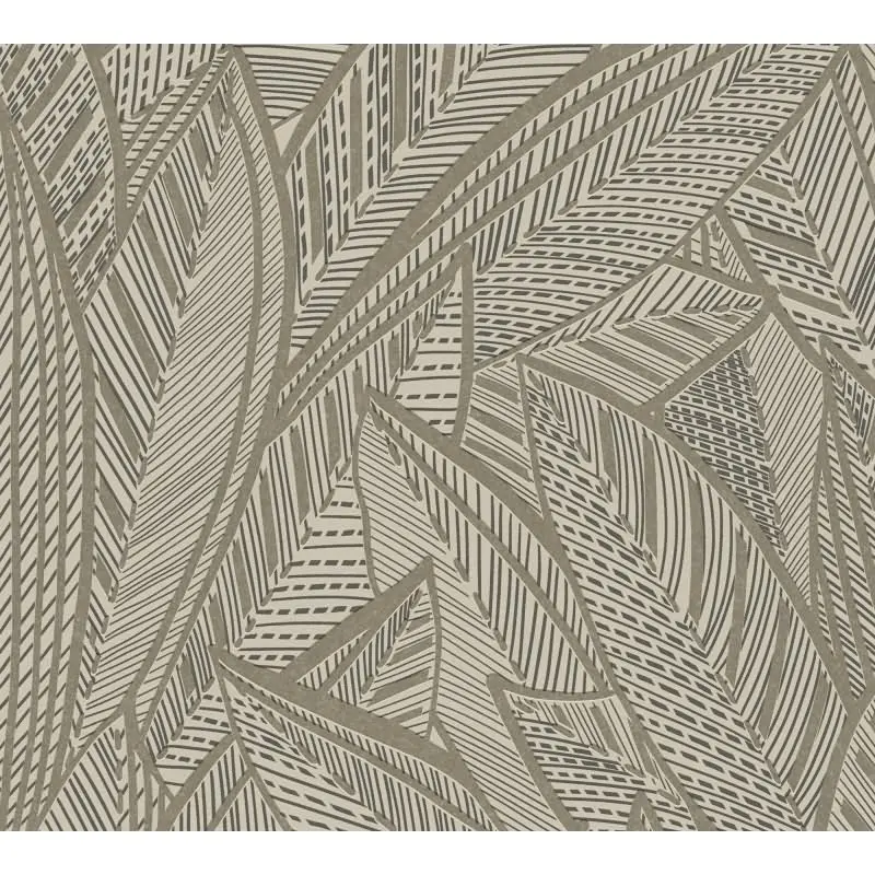 Vliestapete Blätter Schwarz Metallic - Floral & Glänzend AS Creation (KG-176071)