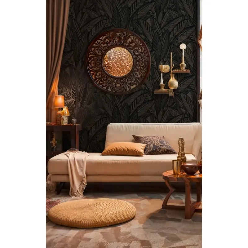 Vliestapete Blätter Schwarz Grau - Floral & Glänzend AS Creation (KG-176073)