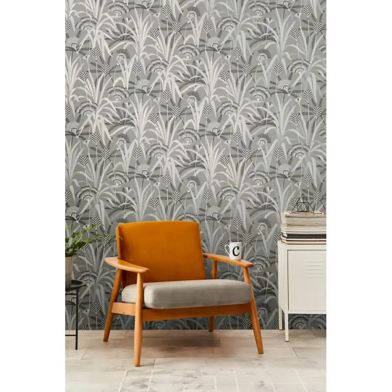 Vliestapete Blätter Grau Blau Grün - Natürlich & Modern AS Creation (KG-176083)