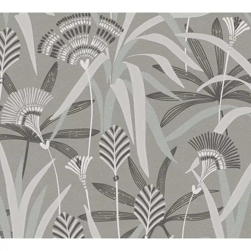 Vliestapete Blätter Grau Blau Grün - Natürlich & Modern AS Creation (KG-176083)