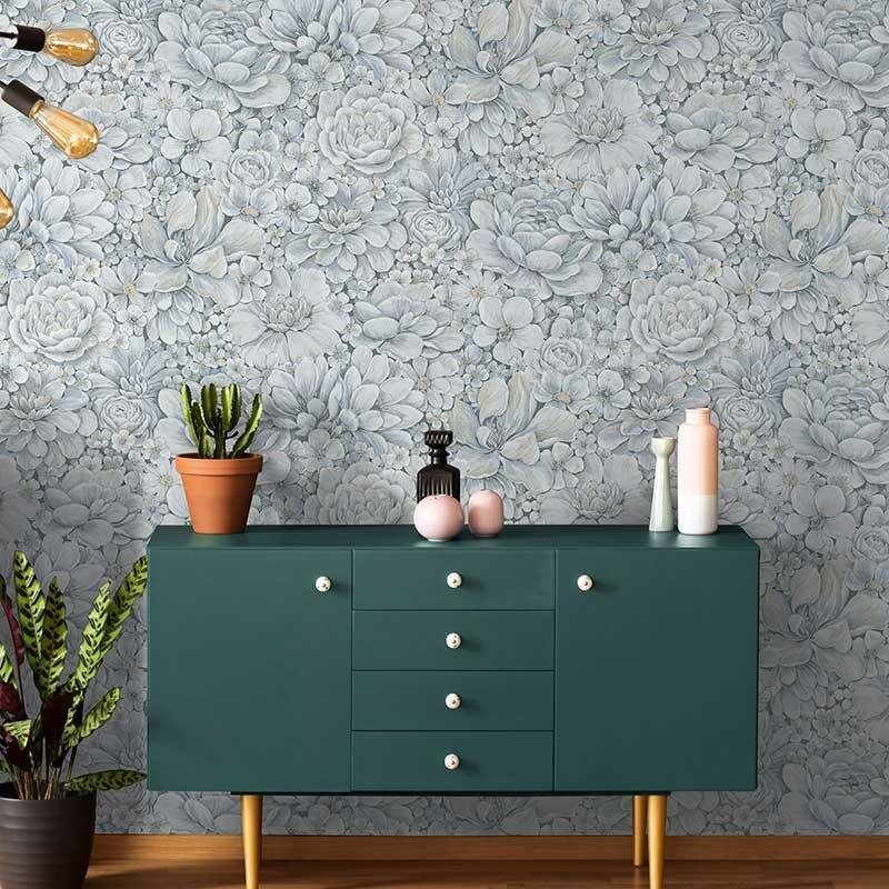 Tapete Blau, Grau, Silber, Pastellfarben Marburg Vliestapete (1039500)