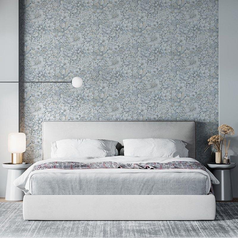 Tapete Blau, Grau, Silber, Pastellfarben Marburg Vliestapete (1039500)