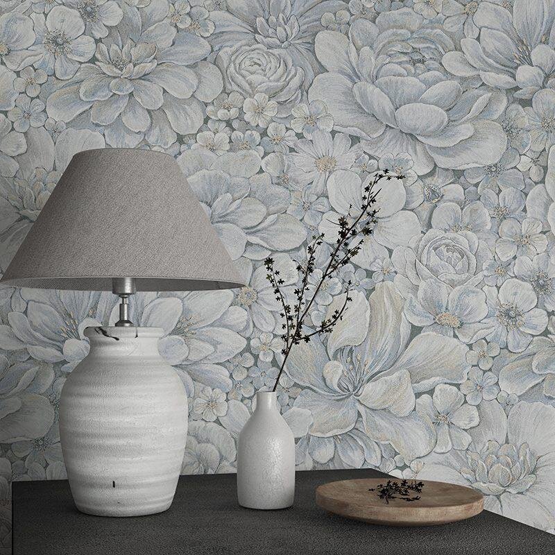 Tapete Blau, Grau, Silber, Pastellfarben Marburg Vliestapete (1039500)