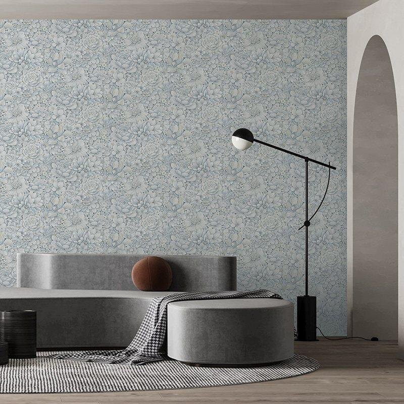 Tapete Blau, Grau, Silber, Pastellfarben Marburg Vliestapete (1039500)