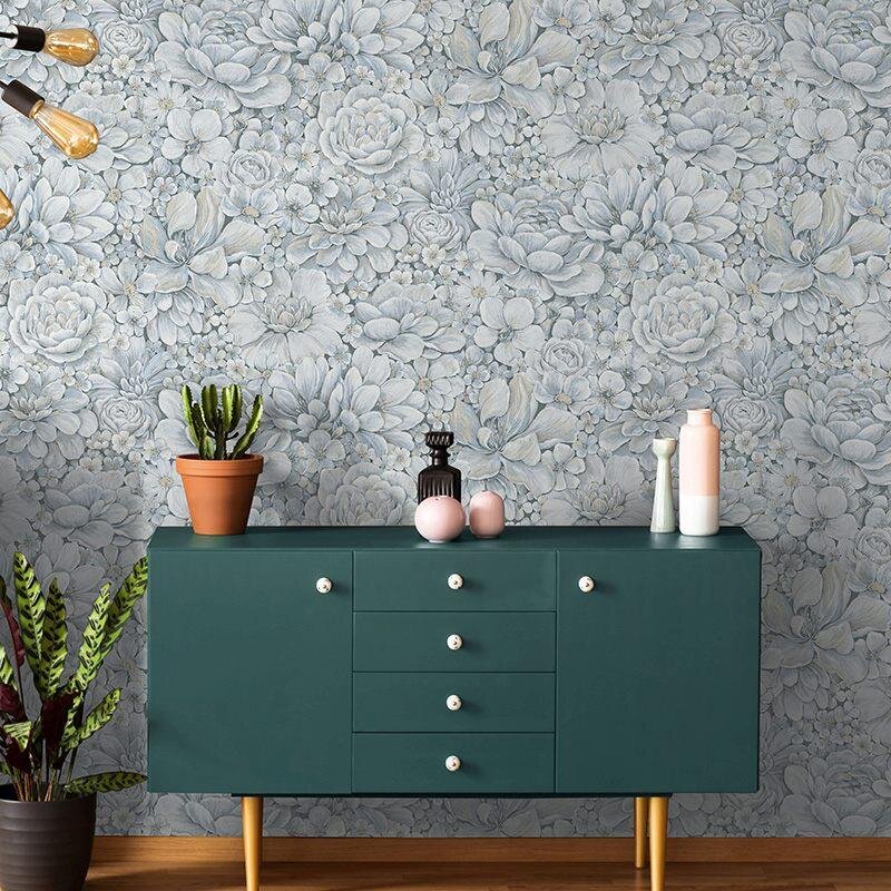 Tapete Blau, Grau, Silber, Pastellfarben Marburg Vliestapete (1039500)