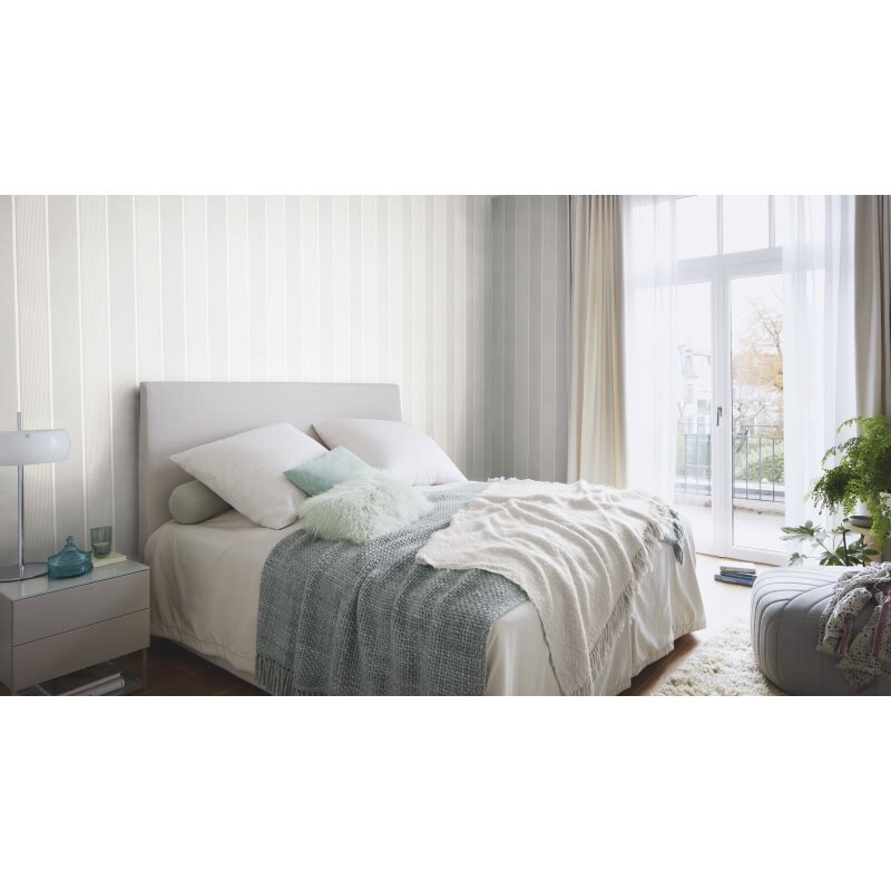 Vliestapete Grau Streifen, ländliches Ambiente Rasch Country Charme (KG-176244)