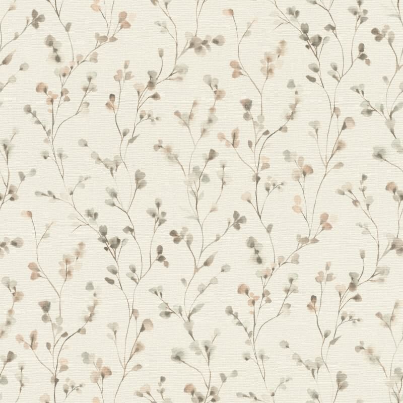 Vliestapete Beige Blätter-Zweige charmant rustikale Atmosphäre Rasch Blumen Country Charme (KG-176252)