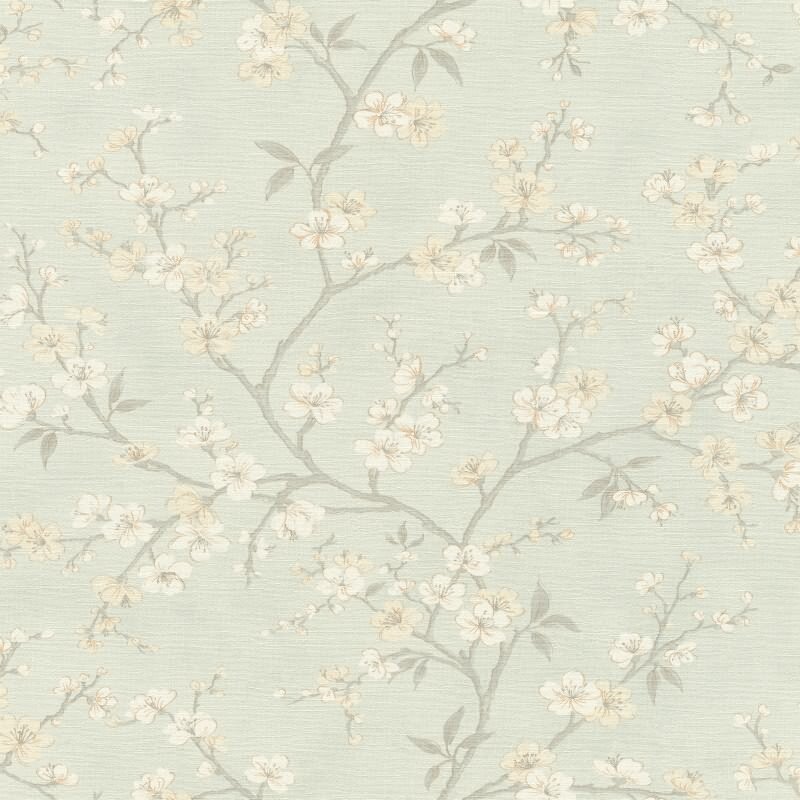 Vliestapete Blau Blätter-Zweige Landhausstil Rasch Country Charme (KG-176257)