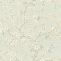 Vliestapete Blau Blätter-Zweige Landhausstil Rasch...