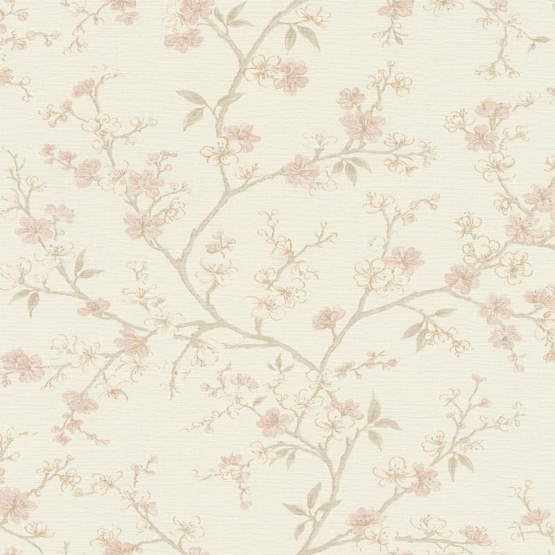 Vliestapete Rosa Blätter-Zweige ländliches Ambiente Rasch Country Charme (KG-176259)