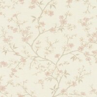 Vliestapete Rosa Bl&auml;tter-Zweige l&auml;ndliches...