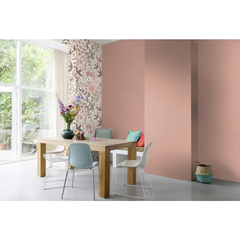 Vliestapete Rosa Blätter-Zweige ländliches Ambiente Rasch Blumen Country Charme (KG-176263)