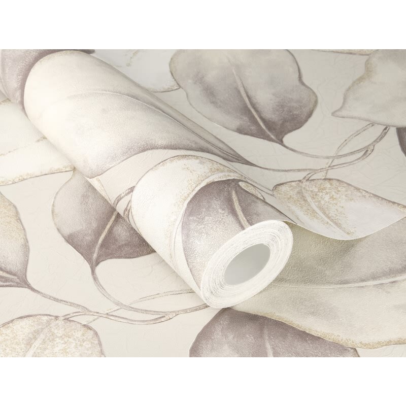 Vliestapete Greige Blätter-Zweige klassische Moderne Rasch Incanto (KG-176298)