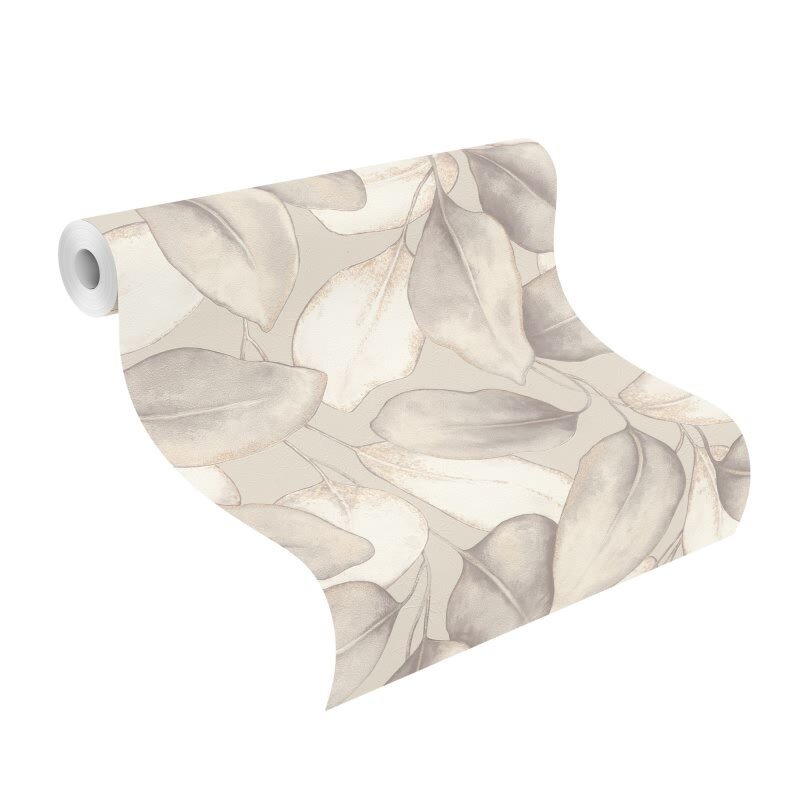 Vliestapete Greige Blätter-Zweige klassische Moderne Rasch Incanto (KG-176298)