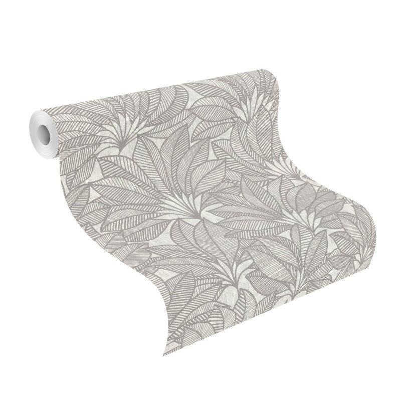 Vliestapete Grau Blätter-Zweige Vintage Eleganz Rasch Deco Style (KG-176326)
