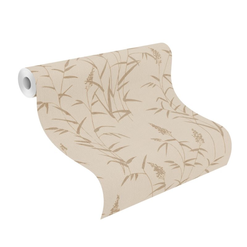 Vliestapete Beige Blätter-Zweige klassisches Deco Design Rasch Botanical Deco Style (KG-176327)