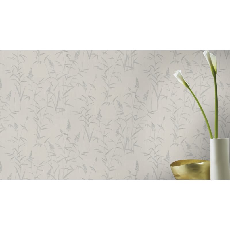 Vliestapete Grau Blätter-Zweige zeitlose Dekoration Rasch Botanical Deco Style (KG-176328)