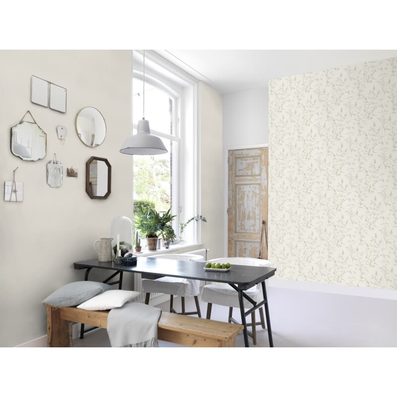 Vliestapete Weiß Blätter-Zweige Art-Déco Flair Rasch Deco Style (KG-176329)