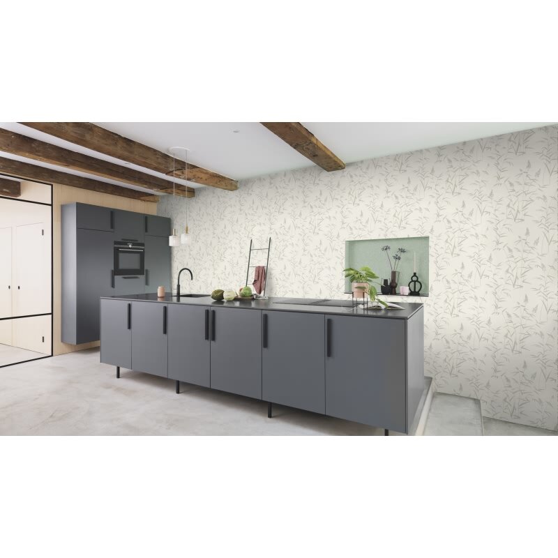 Vliestapete Weiß Blätter-Zweige Art-Déco Flair Rasch Deco Style (KG-176329)